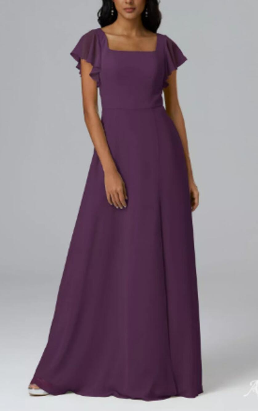 AW BRIDAL 10 L grape purple Marianne chiffon bridesmaid party maxi dress b53